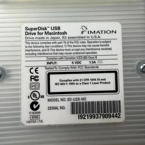 Imation Super Disk USB Drive for Macintosh Model SD-USB-M2 Floppy Disc No Cord - Picture 4 of 4